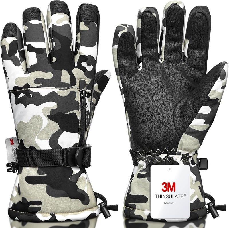 Odtmger Snow Gloves,Touchscreen Ski Mittens,Warm Cold Weather Ski Gloves for Parent Boys Girls - Image 1